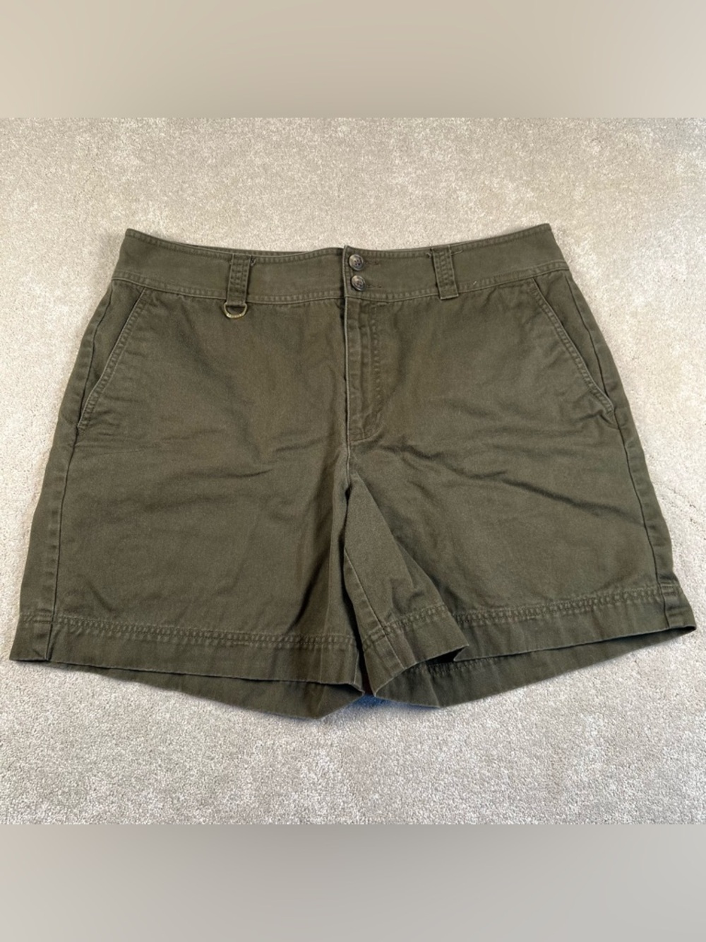 Lauren Ralph Lauren Shorts Olive Green 100% Cotton Utility Button Pocket size 14